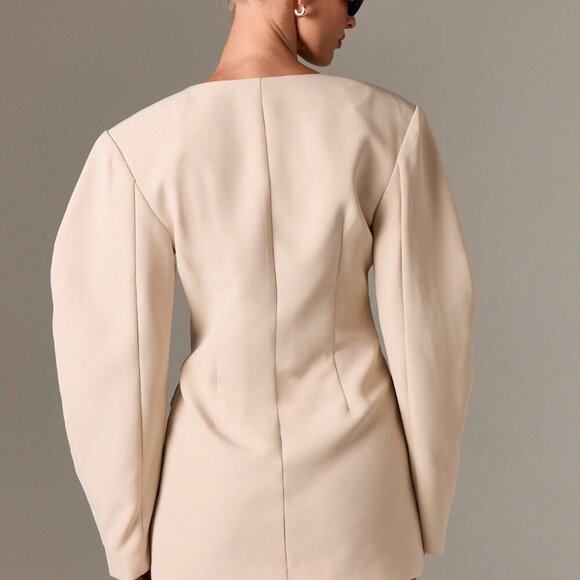 Apricot Elegant Women's Statement Sleeve Blazer Mini Dress - Picture 3 of 6